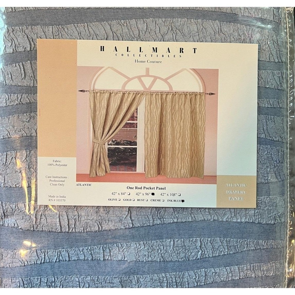 Rod Pocket Panel 42 x 96 Ink Blue Curtain New in Package Hallmart